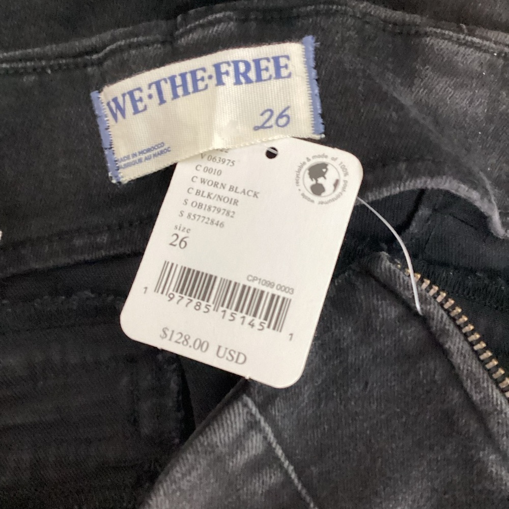 Free People We The Free Bella Moto Mid Rise Skinny Jeans Black 26 - Picture 6 of 8